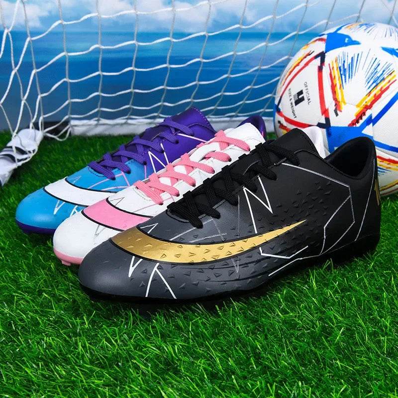 Fashion White Pink Football Sports Shoes Men Women Cheap Long Spikes Soccer Cleats Men Professional Futsal Shoes Zapatos Futbol - KICKSTART