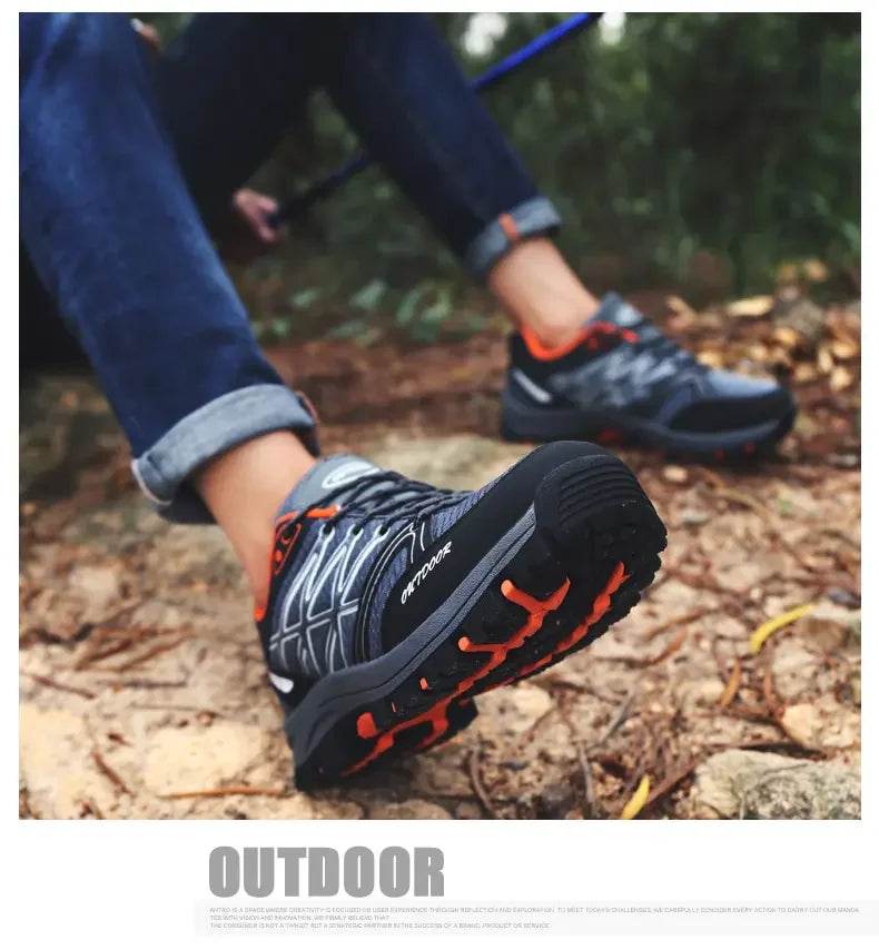 Men's Outdoor Hiking Boots Lightweight Running Shoes Anti Slip and Wear-resistant Rubber Soles Mesh Breathable Sports Shoes 2025 - KICKSTART