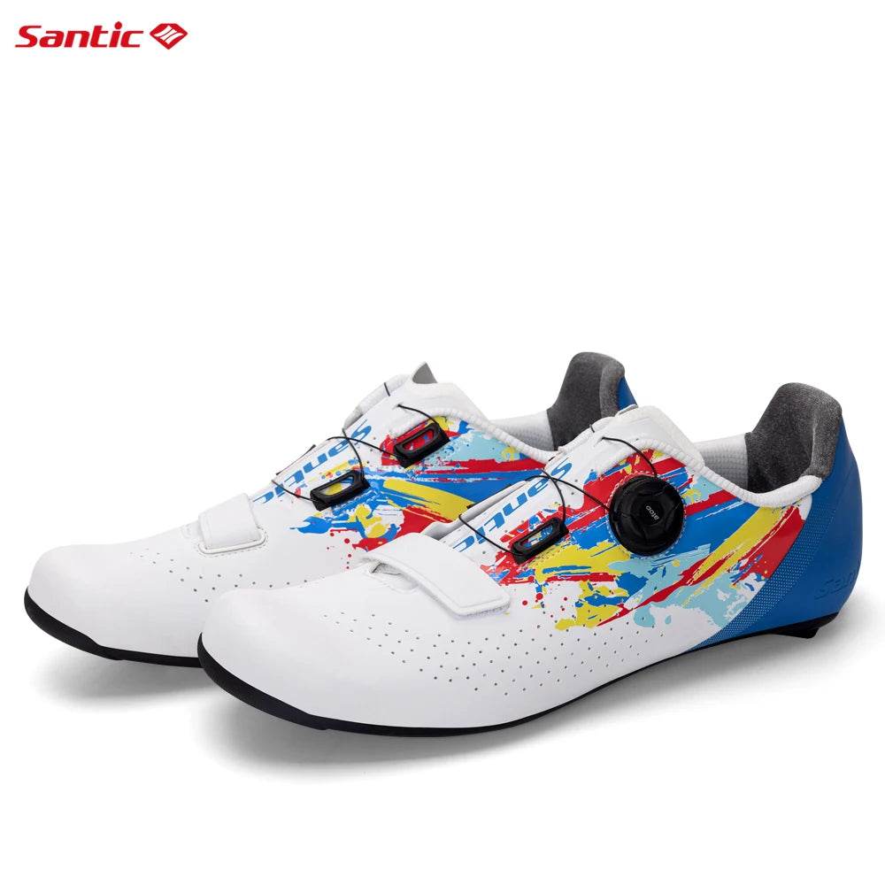 Santic 2025 New Cycling Shoes Men Outdoor Glass Fiber Nylon Sole Pro Road Racing Shoes Auto-lock Road Riding Bicycle Sneakers - KICKSTART