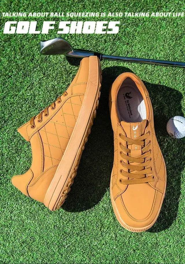 Men's Golf Shoes Genuine Leather Waterproof and Anti slip Sports Shoes Men's Golf Training Shoes - KICKSTART