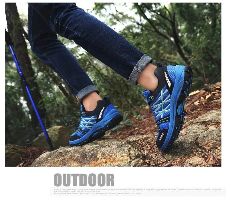 Men's Outdoor Hiking Boots Lightweight Running Shoes Anti Slip and Wear-resistant Rubber Soles Mesh Breathable Sports Shoes 2025 - KICKSTART