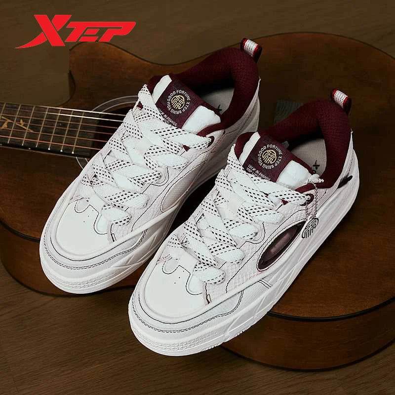 Xtep Low Skateboarding Shoes for Women 2025 Spring Thick Sole Heightening Breathable Lightweight Retro Sneakers 875118310017 - KICKSTART