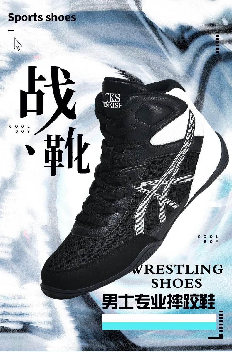 Men's Light Wrestling Shoes Breathable Mesh Boxing Sports Shoes Men's Training Boxing Shoes Black Gold Red Sports Shoes - KICKSTART