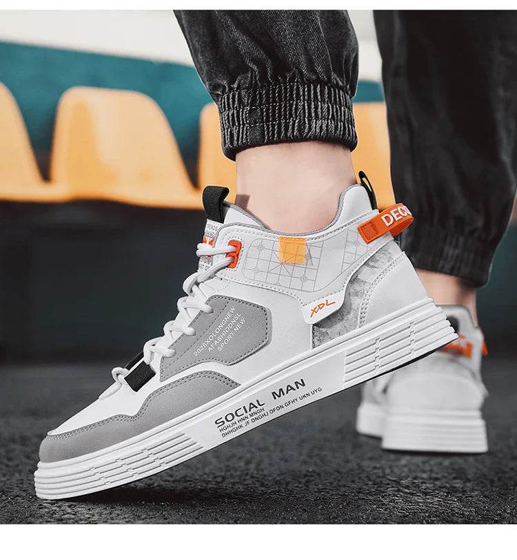 Men's Casual Shoes Skateboarding Shoes Lightweight high top Men Shoes Flat Lace-Up Sneakers Male Business Travel Tenis Masculino - KICKSTART