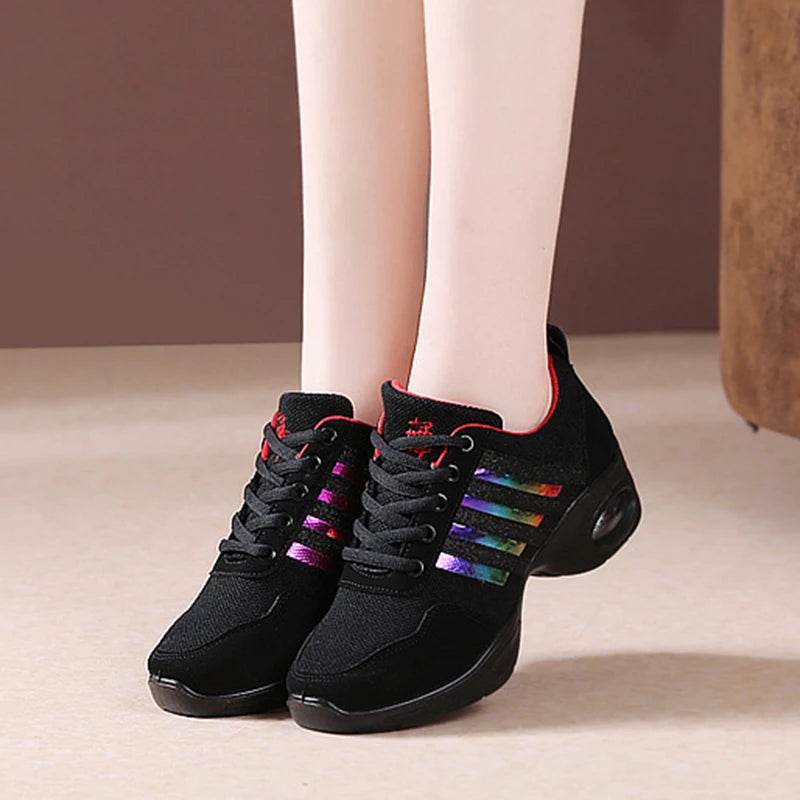 Dance Sneakers for Woman Jazz Shoes Mesh Modern Outsole Dance Sneakers Breathable Lightweight Dancing Fitness Shoes for Women - KICKSTART