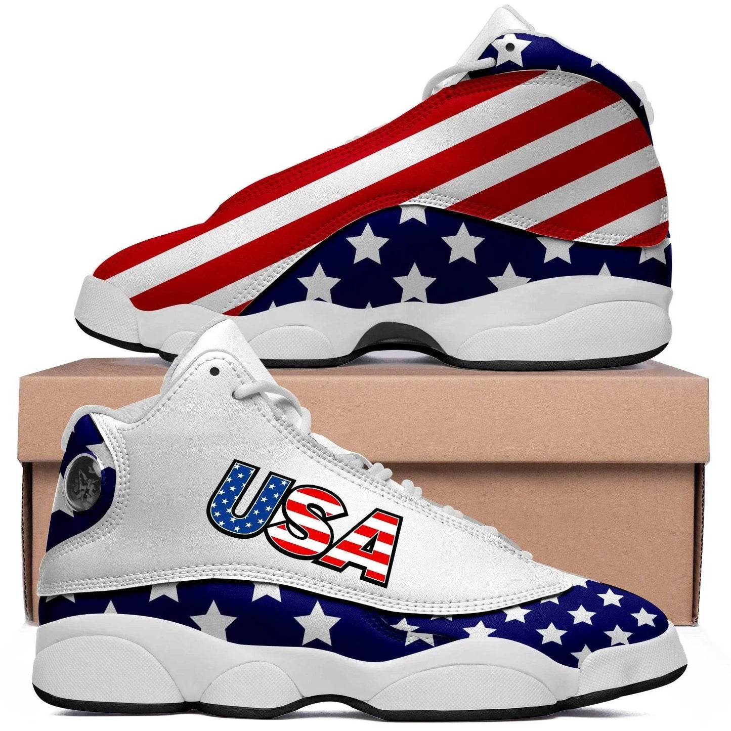 Print On Demand Custom Basketball Sneaker USA United States Flag Custom Print POD Shoes Custom Shoes - KICKSTART