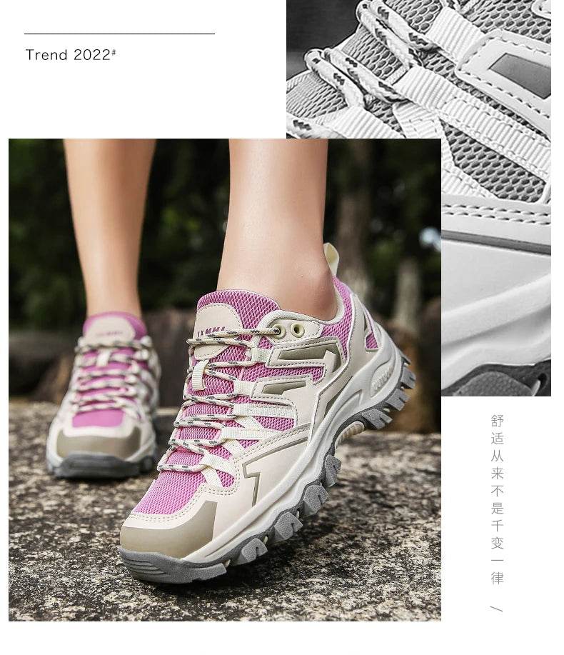 Hiking Shoes Men Women Mesh Sneakers Breathable Fashion Mountain Shoes Boy Spring Autumn Summer Work Shoes Outdoor Trekking - KICKSTART