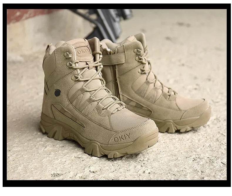 Men's Hiking Boot Classic Outdoor Hiking Shoes Thick Soled Boots Men's Ankle Boots Desert Waterproof Work Safety Shoes - KICKSTART