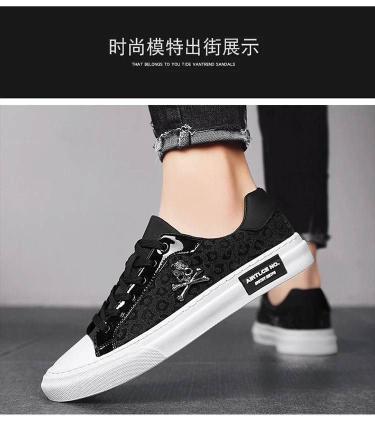 Hot Sale Fashion Skateboard Shoes Men Luxury Silver Sneakers Designer Skate Sneakers Men Flats Leather Casual Men Shoes 2023 - KICKSTART