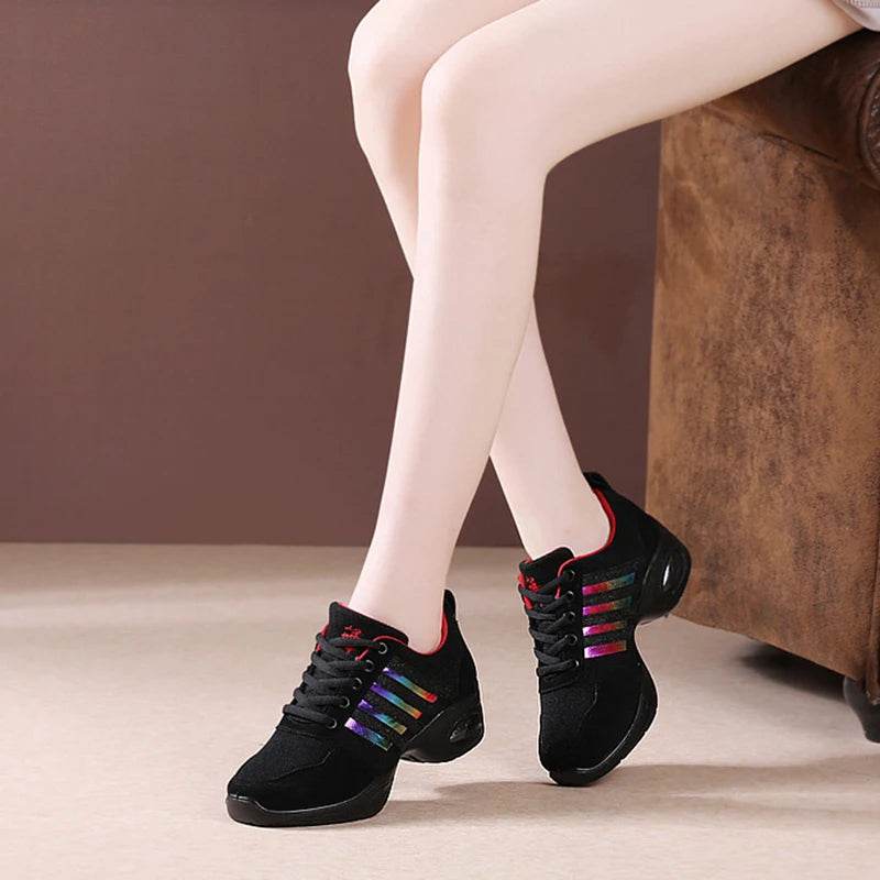 Dance Sneakers for Woman Jazz Shoes Mesh Modern Outsole Dance Sneakers Breathable Lightweight Dancing Fitness Shoes for Women - KICKSTART