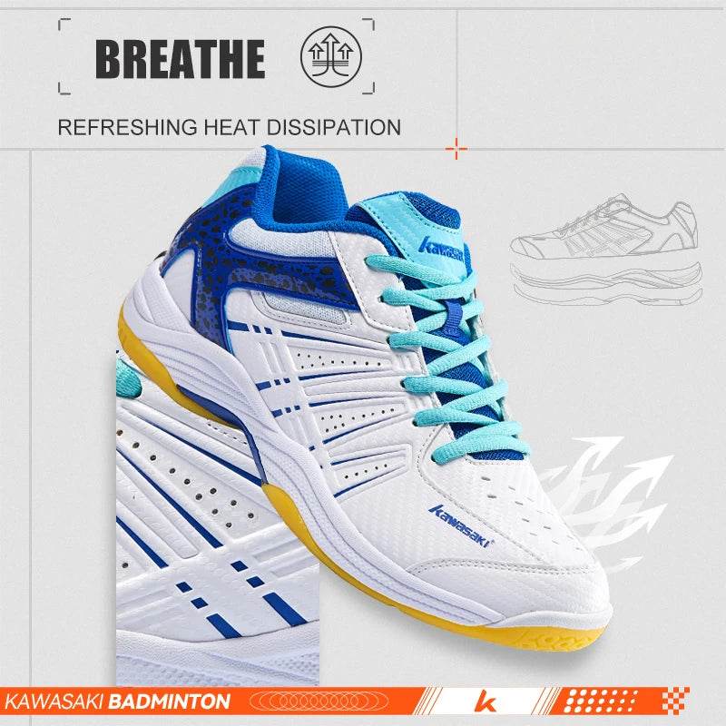 Kawasaki New Badminton Shoes Sneakers Mens Tennis Breathable Anti-Slippery Sport Shoes for Men Women K-065D - KICKSTART