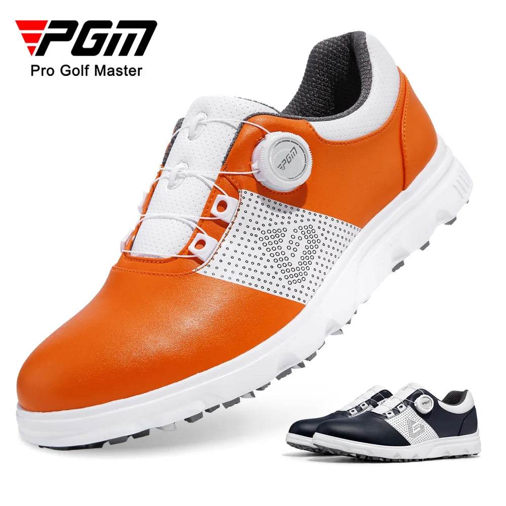 PGM Golf Shoes Men's Waterproof Sports Shoes Knob Lace Patent Anti Slip Shoes Golf Men's Shoes Quick Lacing XZ303 - KICKSTART