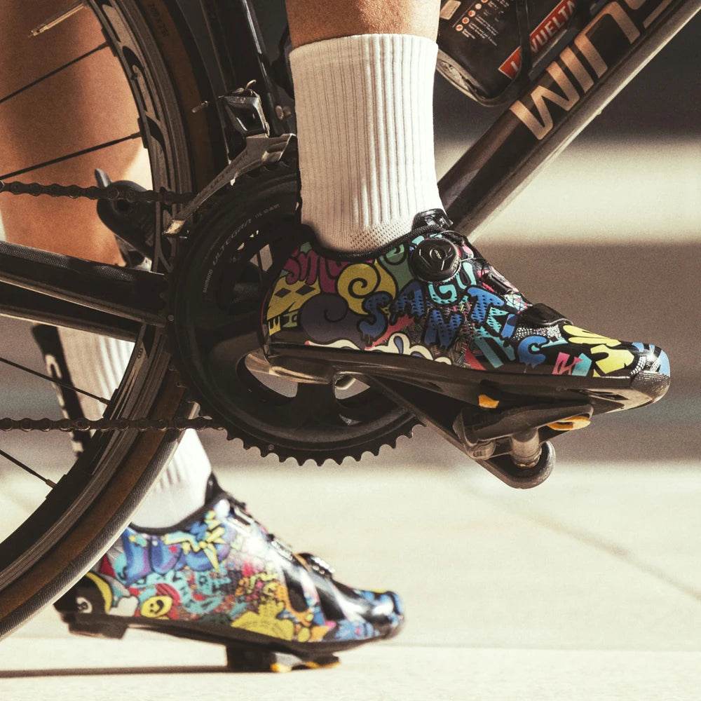 Santic Cycling Lock Shoes Unisex Men Women Colorful Auto-lock Biking Shoes Nylon Sole Outdoor Road Bike Riding Bicycle Sneakers - KICKSTART