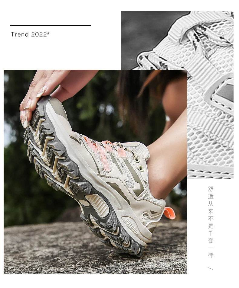 Hiking Shoes Men Women Mesh Sneakers Breathable Fashion Mountain Shoes Boy Spring Autumn Summer Work Shoes Outdoor Trekking - KICKSTART