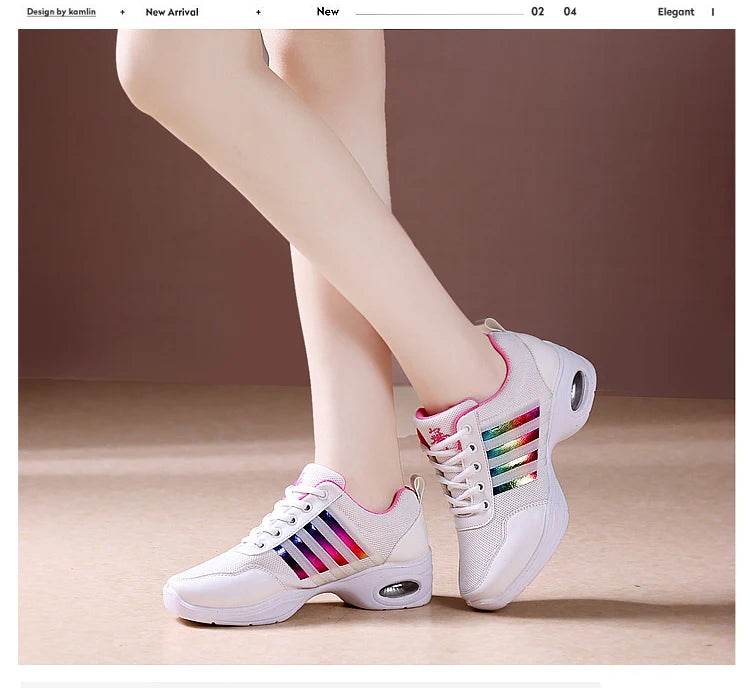 Dance sneakers for woman jazz shoes mesh Modern Outsole Dance Sneakers Breathable Lightweight Dancing fitness shoes for women - KICKSTART