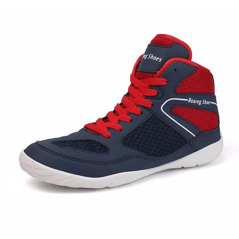 Professional Wrestling Shoes for Men Lightweight Red and Blue Sport Sneakers for Boxing and Training Outdoors Large Size - KICKSTART