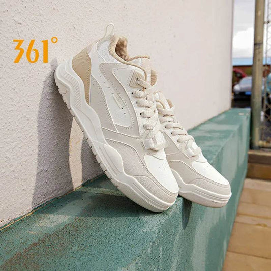 361 Degrees Women Skateboard Shoes New Leather Retro High-top Casual Fashion Water-repellent Non-slip Female Sneakers 682436623 - KICKSTART