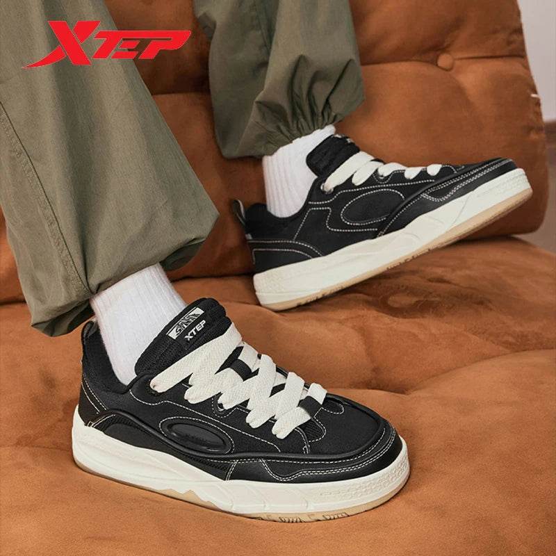 Xtep Low Skateboarding Shoes for Women 2025 Spring Thick Sole Heightening Breathable Lightweight Retro Sneakers 875118310017 - KICKSTART