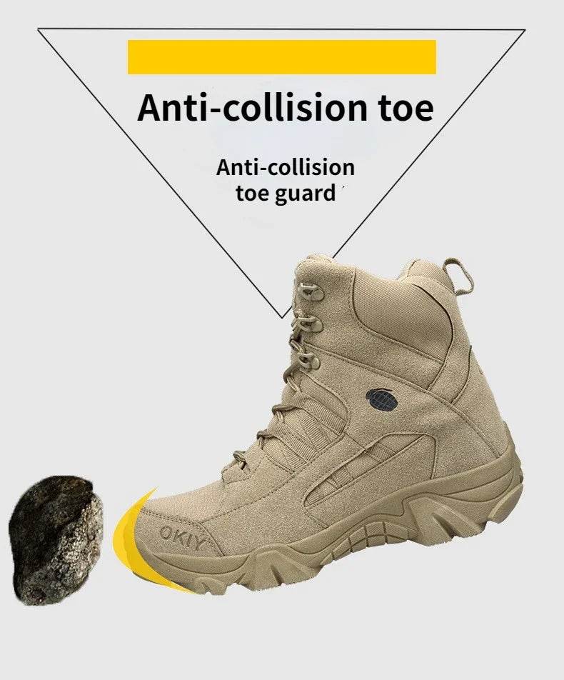 Men's Hiking Boot Classic Outdoor Hiking Shoes Thick Soled Boots Men's Ankle Boots Desert Waterproof Work Safety Shoes - KICKSTART