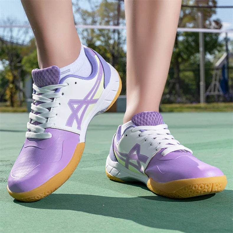 Professional Badminton Shoes Men Women Fashion Purple Badminton Sneakers Non-Slip Table Tennis Shoes Men Indoor Volleyball Shoes - KICKSTART