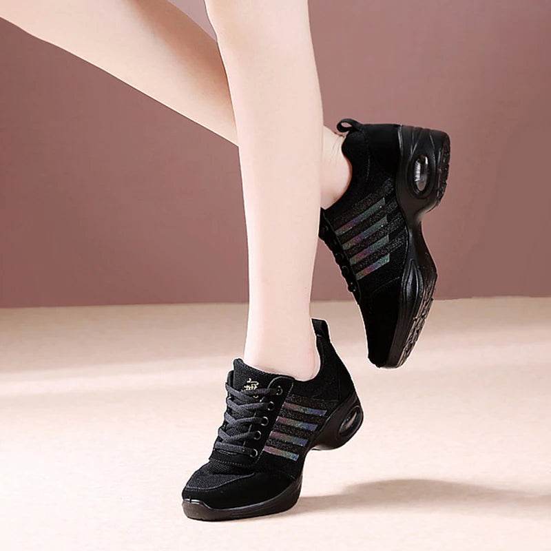 Dance Sneakers for Woman Jazz Shoes Mesh Modern Outsole Dance Sneakers Breathable Lightweight Dancing Fitness Shoes for Women - KICKSTART