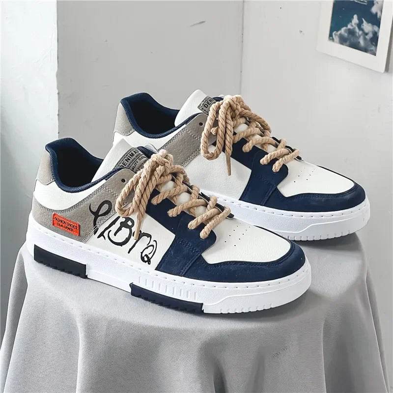 Mens Skate Shoes 2024 New PU Leather Casual Sneakers 2023 New Luxury Design Sports Shoes Korean Style Tennis Shoes for Men - KICKSTART