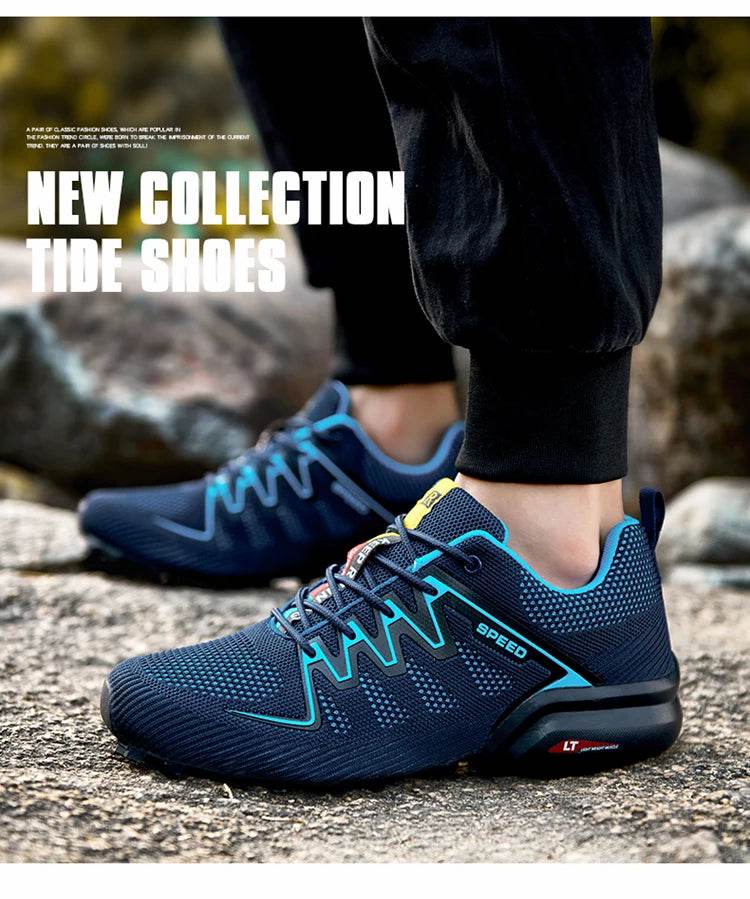 SMS New Men Shoes Sneakers Breathable Outdoor Mesh Hiking Shoes Casual Light Male Sport Shoes Comfortable Climbing Shoes - KICKSTART