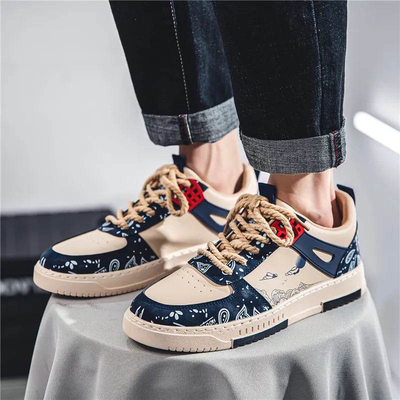 Mens Skate Shoes 2024 New PU Leather Casual Sneakers 2023 New Luxury Design Sports Shoes Korean Style Tennis Shoes for Men - KICKSTART