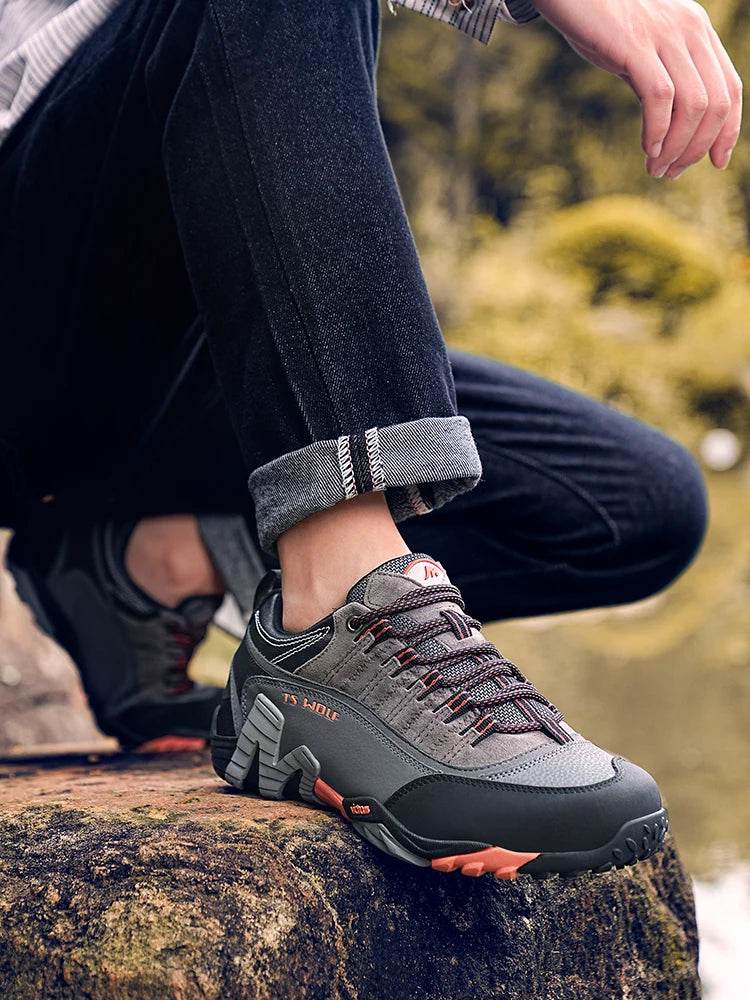 Outdoor Lover Trekking Shoes Men Waterproof Hiking Shoes Mountain Boots Genuine Leather Woodland Hunting Tactical Shoes - KICKSTART