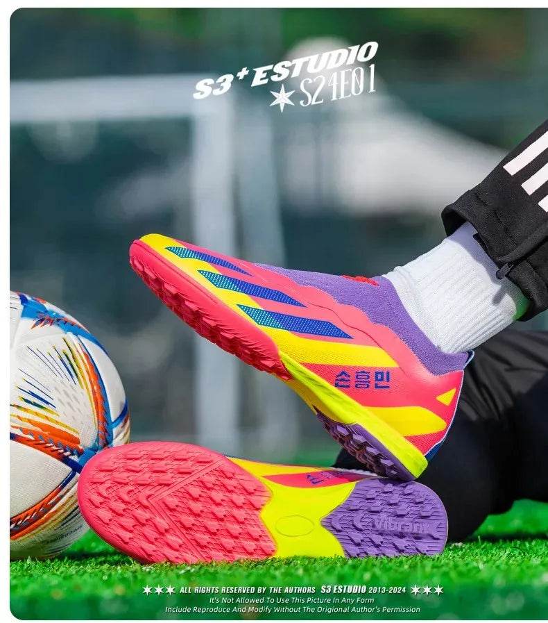 Seamless Knitted Soccer Shoes Men Women's Low Top TF Nail Lawn Long Nail Student Training Sports Shoes TPR Outsole Material - KICKSTART