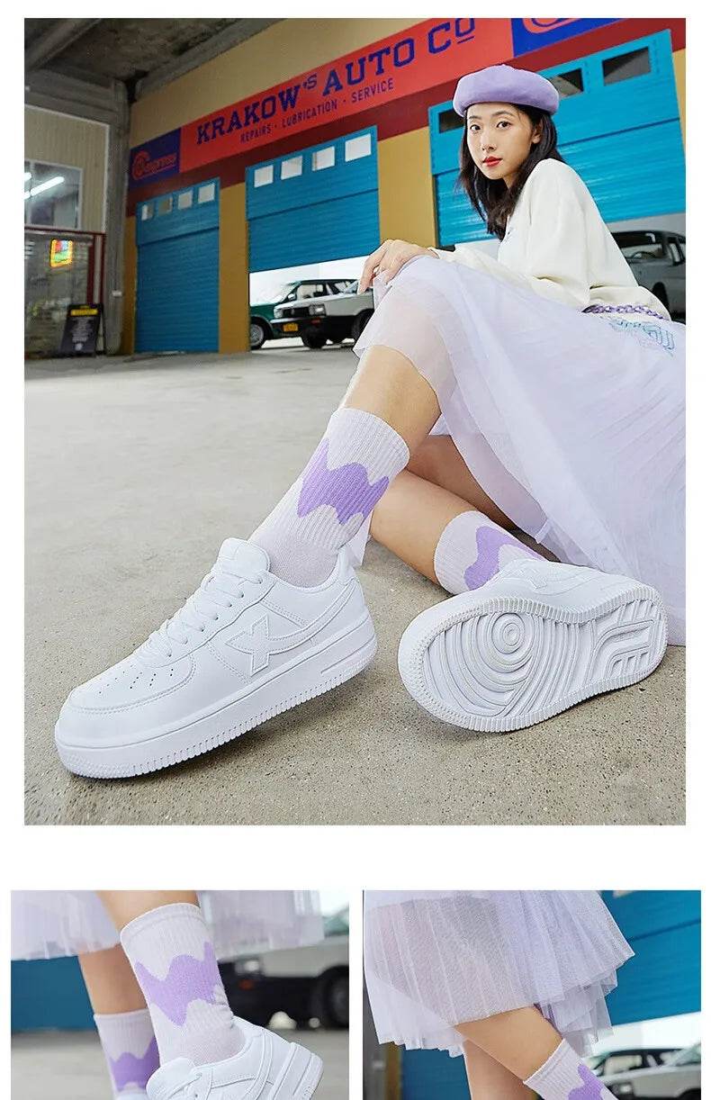 Xtep Men Skateboarding Shoes Non-Slip Casual White Couple Skate Sneakers Male Female Luxury Brand Shoes 881219319851 - KICKSTART