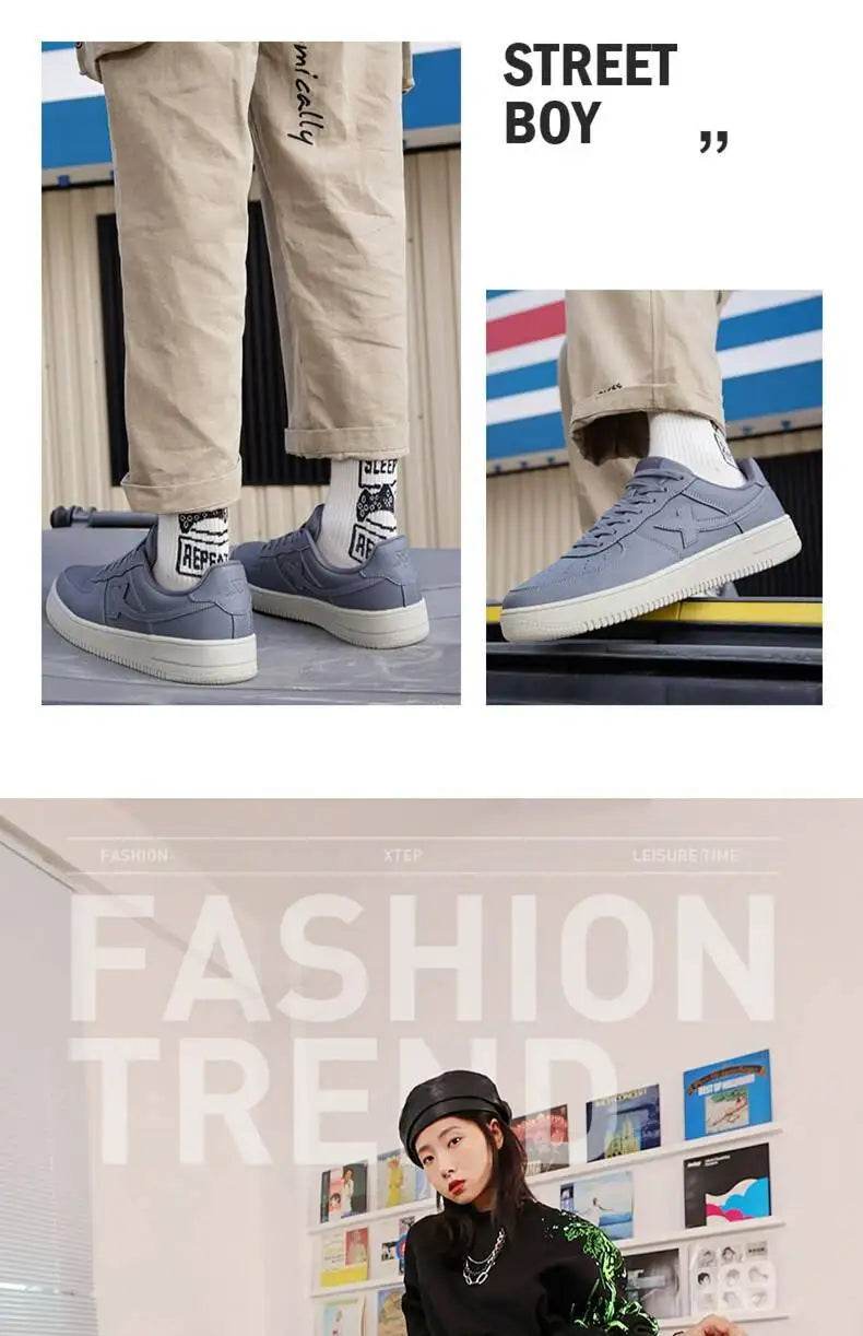 Xtep Men Skateboarding Shoes Non-Slip Casual White Couple Skate Sneakers Male Female Luxury Brand Shoes 881219319851 - KICKSTART