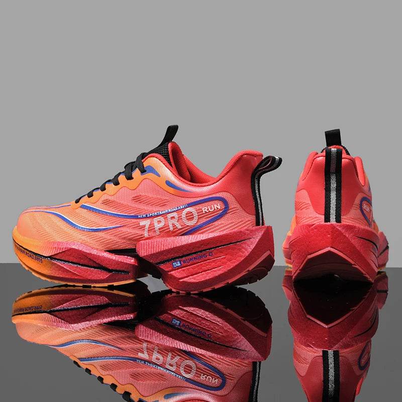 Sports Running Shoes Men Marathon Carbon Plate Air Cushion Breathable Ultralight Women's Comfortable Athletic Nonskid Sneakers - KICKSTART