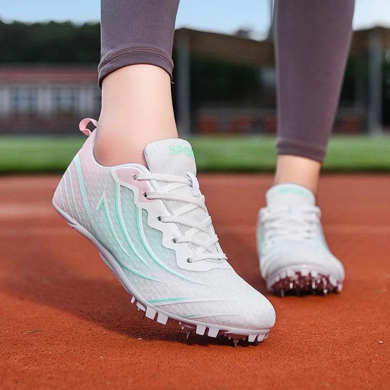 Men Track Field Shoes Shoes Training Spiked Shoes Sport Match Professional Waterproof Athletic Lightweight Lace-up Sneakers - KICKSTART