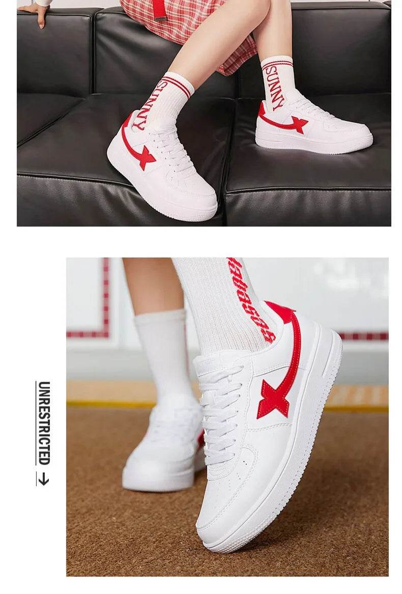 Xtep Men Skateboarding Shoes Non-Slip Casual White Couple Skate Sneakers Male Female Luxury Brand Shoes 881219319851 - KICKSTART