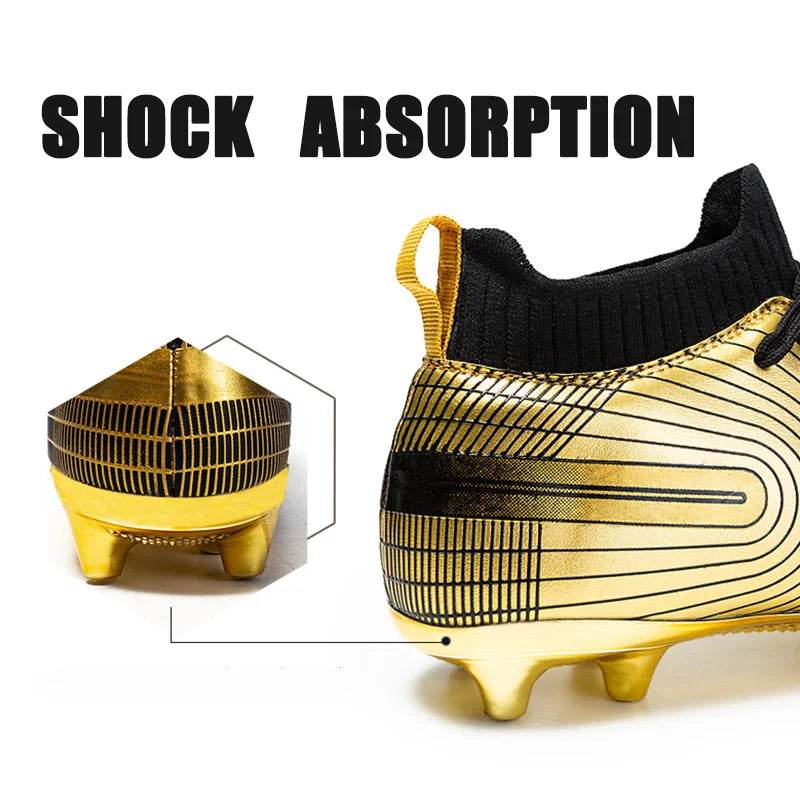 Men Soccer Shoes Professional Futsal Football Boots FG TF Kids Grass Cleats Football Shoes Gold Outdoor Training Soccer Boots - KICKSTART