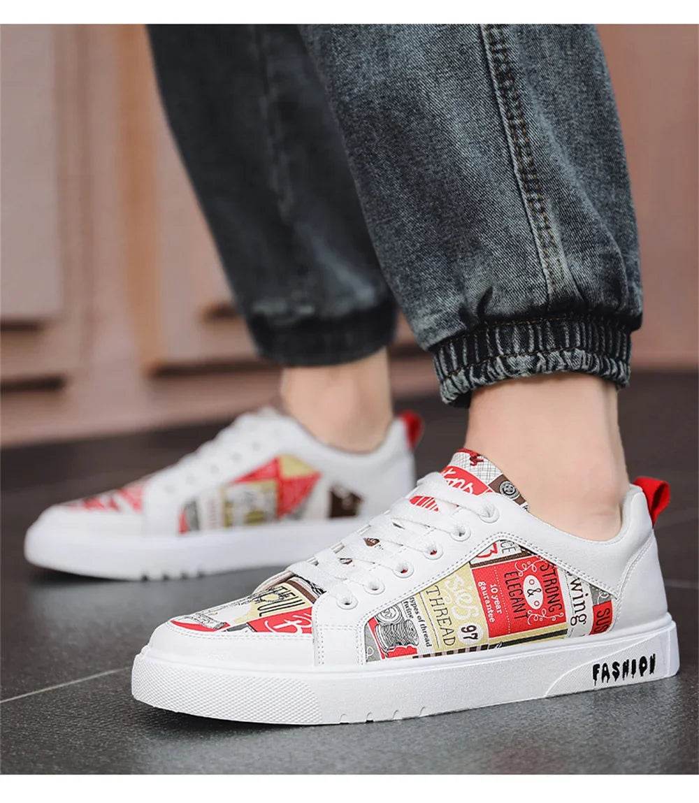 Trend Graffiti Casual Shoes Men Platform Sneakers Walking Skateboarding Shoe Fashion Footwear Teenagers Zapatillas Hombre 39-44 - KICKSTART