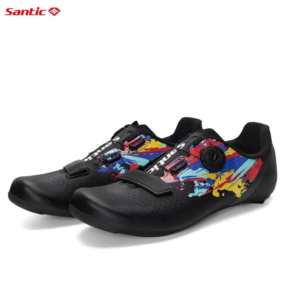 Santic 2025 New Cycling Shoes Men Outdoor Glass Fiber Nylon Sole Pro Road Racing Shoes Auto-lock Road Riding Bicycle Sneakers - KICKSTART