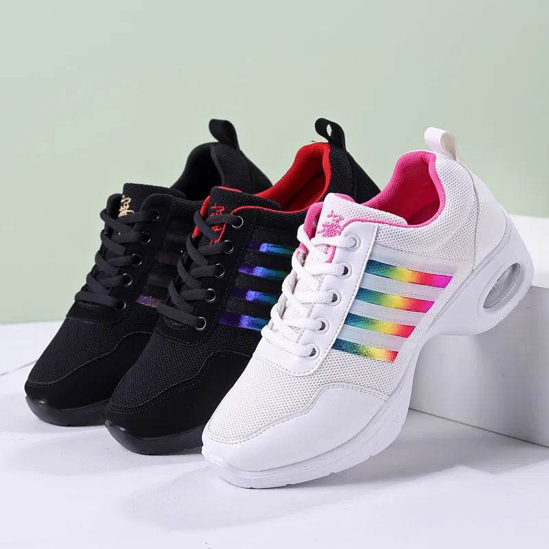 Dance Sneakers for Woman Jazz Shoes Mesh Modern Outsole Dance Sneakers Breathable Lightweight Dancing Fitness Shoes for Women - KICKSTART