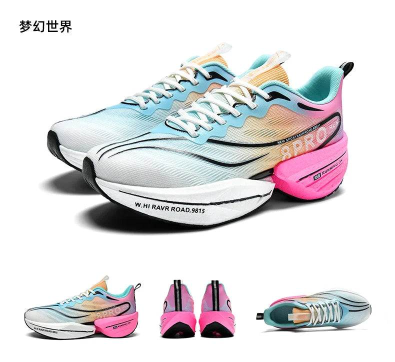 Speciality Carbon Plate Sports Running Shoes Marathon Air Cushion Men Breathable Lightweight Women Comfortable Nonskid Sneakers - KICKSTART