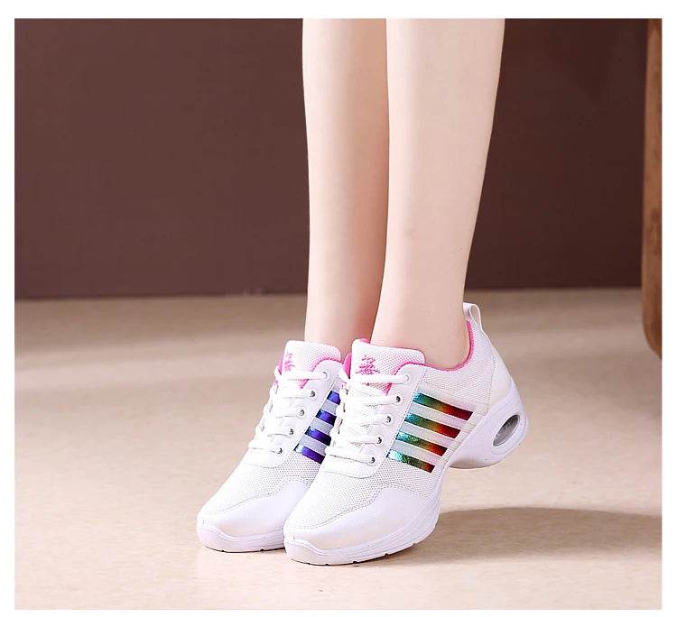 Dance sneakers for woman jazz shoes mesh Modern Outsole Dance Sneakers Breathable Lightweight Dancing fitness shoes for women - KICKSTART