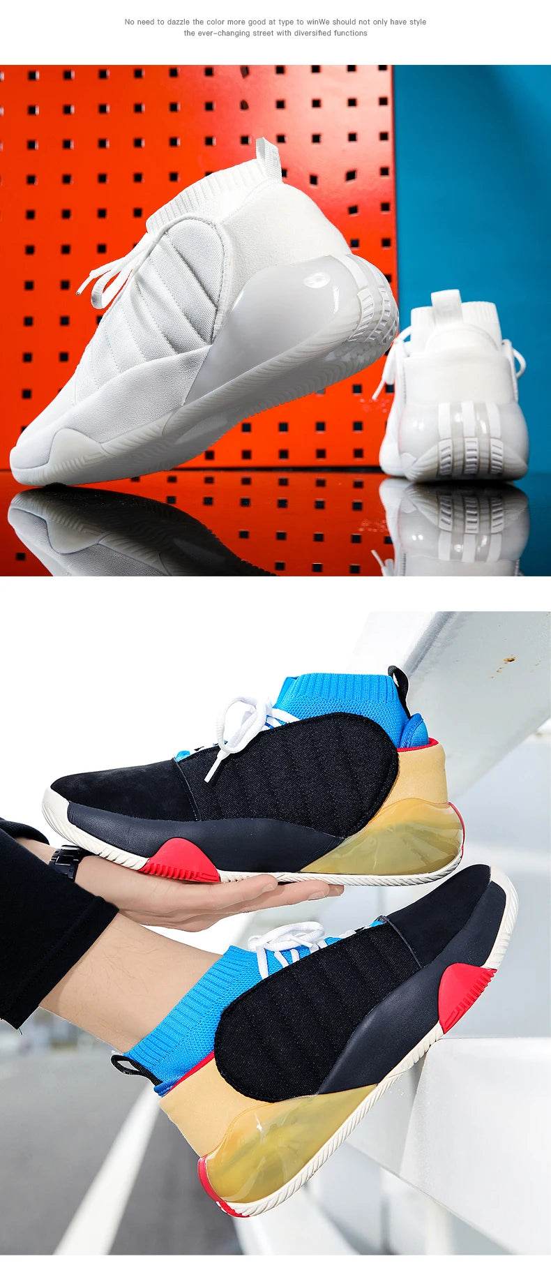 2024 New Men's Basketball Shoes Unisex Cushioning Anti-Friction Sport Shoes Men Light Basketball Sneakers Man High Top Gym Boots - KICKSTART