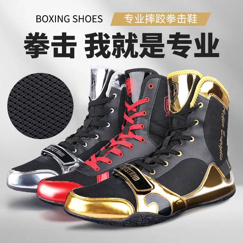 Hot Sale Men Boxing Shoes Brand Designer Wrestling Shoes Big Boy Anti Slip Sport Sneakers Man Top Quality Boxing Boots - KICKSTART