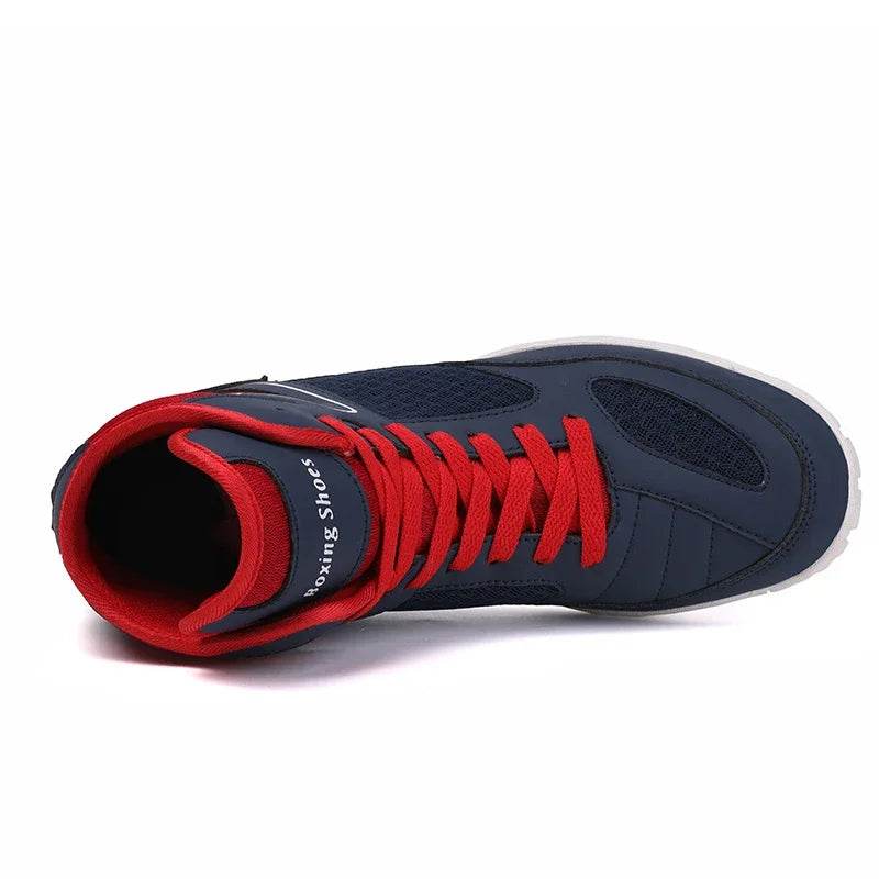 Professional Wrestling Shoes for Men Lightweight Red and Blue Sport Sneakers for Boxing and Training Outdoors Large Size - KICKSTART