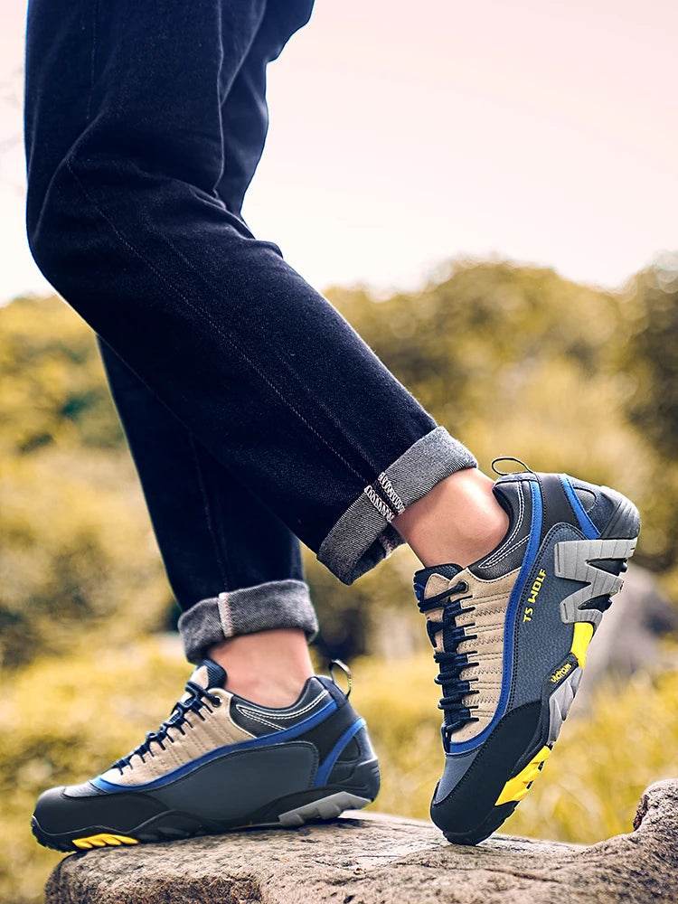 Outdoor Lover Trekking Shoes Men Waterproof Hiking Shoes Mountain Boots Genuine Leather Woodland Hunting Tactical Shoes - KICKSTART