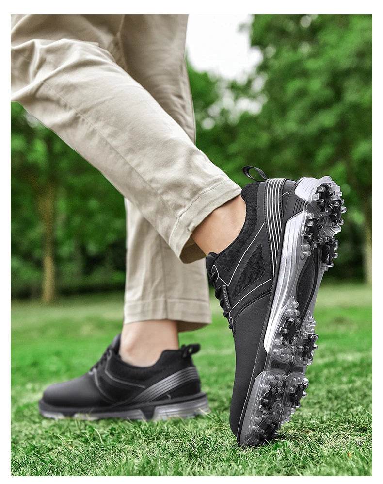 Waterproof Golf Shoes Men High quality Leather Professional Outdoor Golfing Sneakers Walking Exported To Europe And America40-47 - KICKSTART