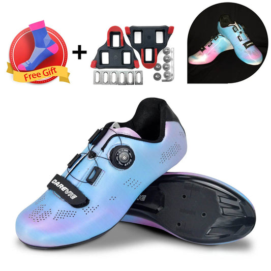 DAREVIE Road Cycling Shoes Pearl Colorful Chameleon Cycling Shoes Light Reflective Cycling Shoes Racing Bike Shoes LOOK SPD-SL - KICKSTART