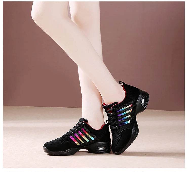 Dance sneakers for woman jazz shoes mesh Modern Outsole Dance Sneakers Breathable Lightweight Dancing fitness shoes for women - KICKSTART