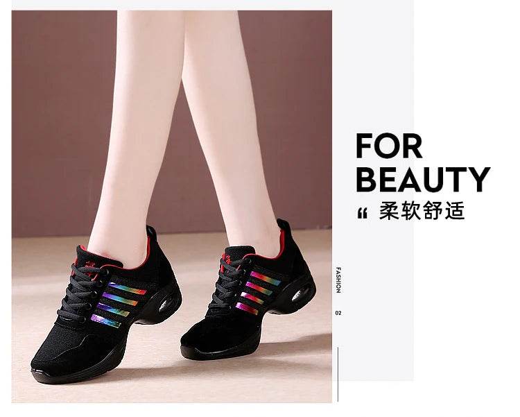 Dance sneakers for woman jazz shoes mesh Modern Outsole Dance Sneakers Breathable Lightweight Dancing fitness shoes for women - KICKSTART