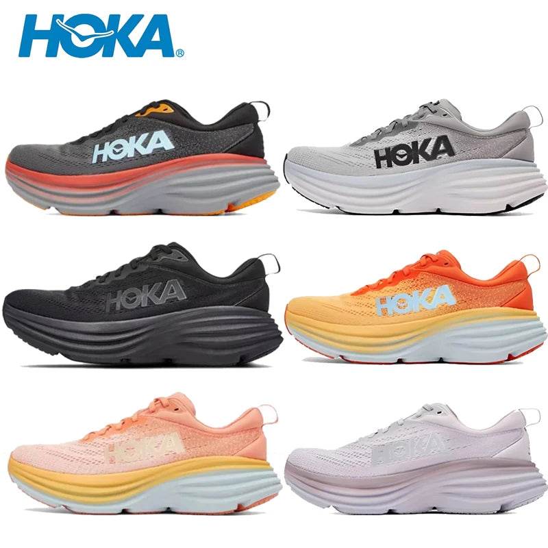 Hoka One One Sport Running Shoes Bondi8 Anti Slip Cushioning Road Runs Shoes Men Sport Shoes Lifestyle Outdoor Sneaker Women - KICKSTART